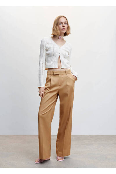 MANGO Woman Women's Dark Camel Pants