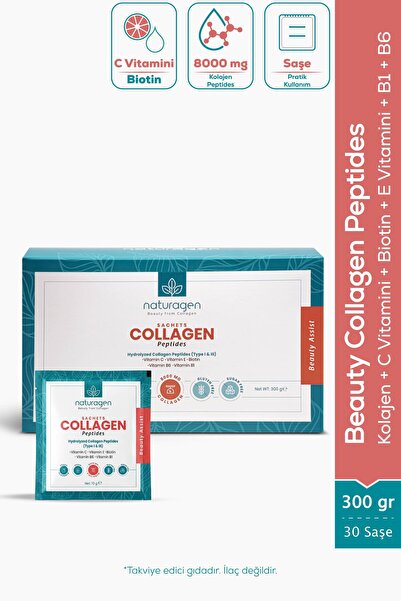 Naturagen Beauty Collagen Toz Kolajen 30 Saşe | Vitamin C & Biotin | Tip 1 & ...
