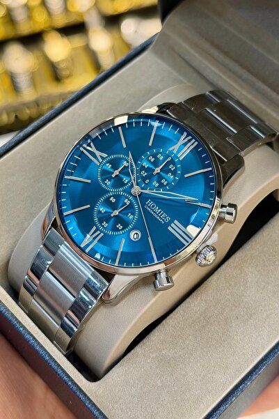Homies Men's Wristwatch-Silver Color-Petrol Blue Dial-With Special Box and Br...