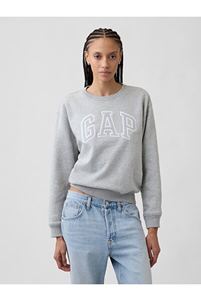 GAP Mikina Heritage Crew, čierna, HEATHER SIVA, V2
