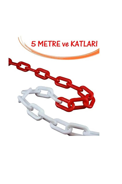 Genel Markalar Kırmızı Beyaz Plastik Zincir, Duba Zinciri, Emniyet Zinciri 6 Mm 5 Metre