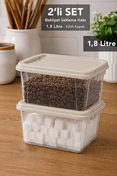 Meleni Home 2 Pieces 1.8Lt Elora Organizer Box - Lockable Lid Kitchen Organiz...