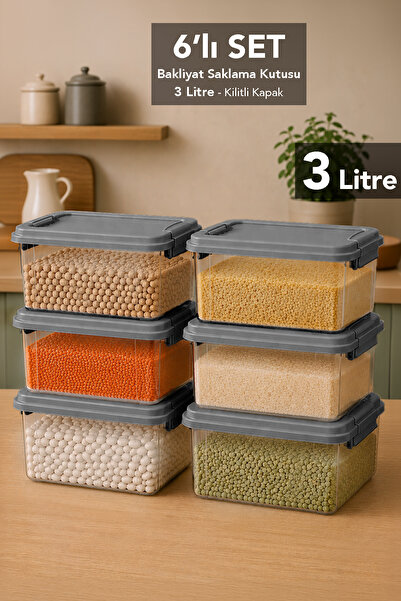 Meleni Home 6-Piece 3 Liter Multi-Purpose Organizer - Elora Lockable Lid Food...