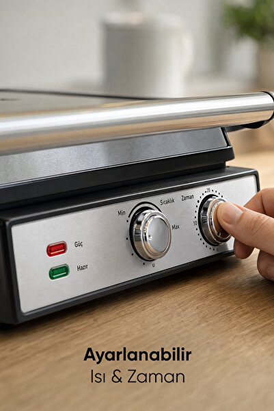 Fressi Izgara ve Tost Makinesi 2000W Döküm Ayarlanabilir Isı ve Zaman Kontrollü FR-TM301