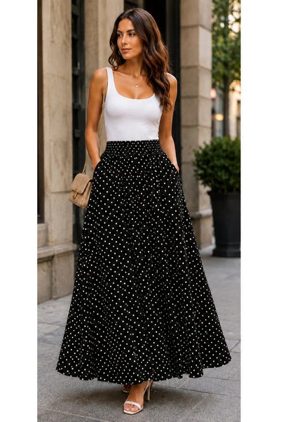 SELDAĞ MODA %100 PAMUK VİSKON SİYAH RENK BEYAZ PUANTİYELİ İÇ GÖSTERMEZ GİZLİ ...