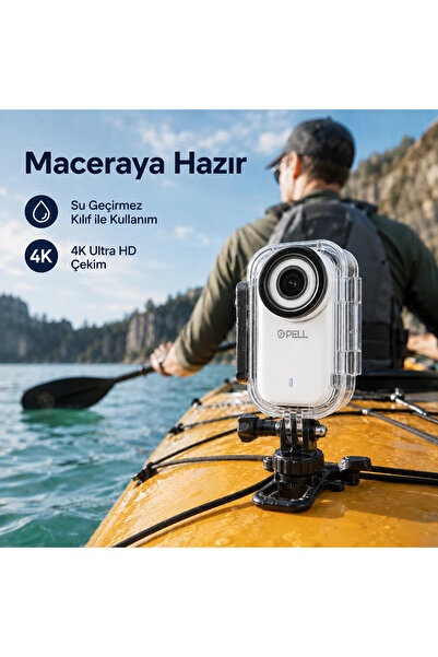 Pell Beyaz 4K Ultra HD WiFi Aksiyon Kamerası, IP65 Su Geçirmez Titreşim Önley...