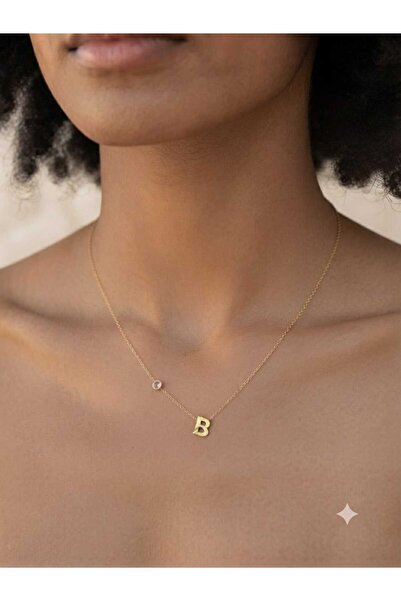 Papatya Silver 925 Ayar Gümüş Minimalist Kişiye Özel Doğum Taşlı Harf Kadın Kolye.rose.gold.rodaj Renk Seçeneği