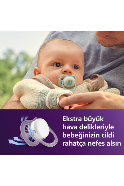Philips Avent Ultra Air Night Pacifier, Orthodontic, Glow in the Dark, 0-6 Months, Male, Scf376/24