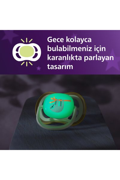 Philips Avent Ultra Air Gece Emziği, Ortadontik, Karanlıkta Parlayan, 0-6 Ay, Erkek, SCF376/24