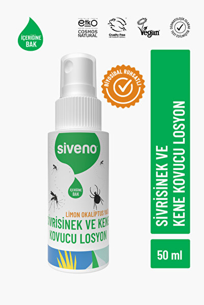 Siveno Sivrisinek ve Kene Kovucu Sprey Losyon Bitkisel Tüm Vücut İçin Seyahat...