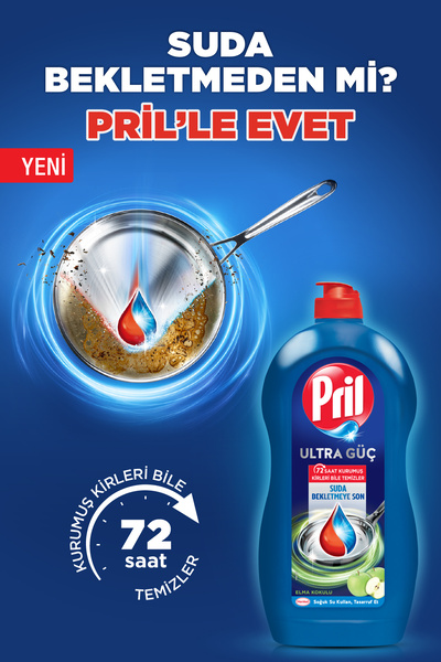 Pril Ultra Güç Sıvı Bulaşık Deterjanı Amasya Elması 1306 ml Hijyen Soğuk Suda Etkili