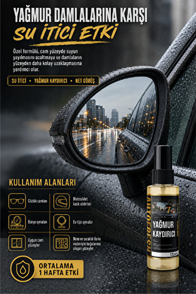 AutoFresh Araç Yağmur Kaydırıcı Sprey Araba Cam Ve Dış Yan Ayna Su Itici 125 Ml