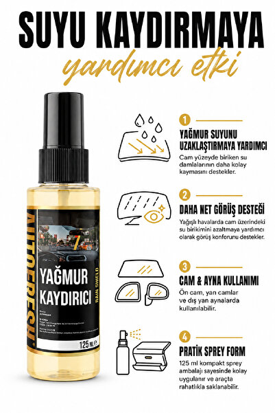 AutoFresh Araç Yağmur Kaydırıcı Sprey Araba Cam Ve Dış Yan Ayna Su Itici 125 Ml