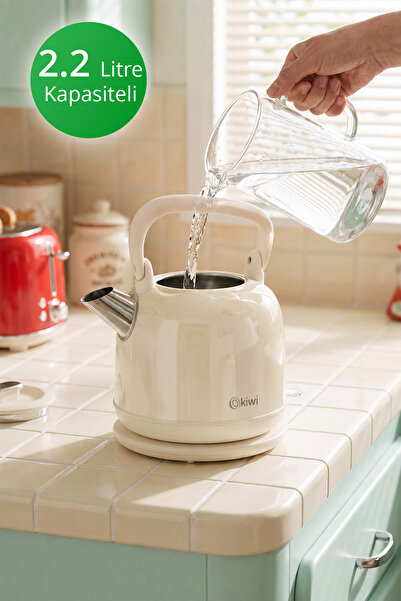 Kiwi Kk-3340 Paslanmaz Çelik Retro Su Isıtıcı Kettle