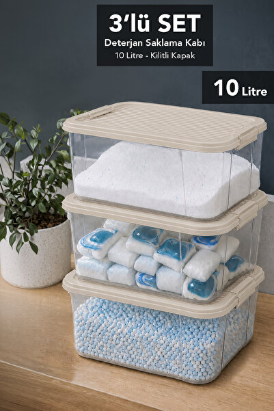 Meleni Home 3 τεμάχια 10Lt Organizer με κλειδωμένο καπάκι - Elora Organizer μ...