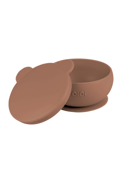 OiOi Silicone Bowl with Lid Woody Brown