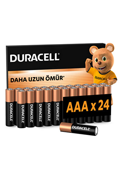 Duracell Alkalin AAA İnce Kalem Pil, 1,5V (LR03 / MN2400), 24'lü Paket