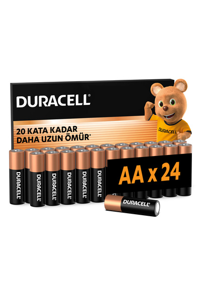 Duracell Alkalin AA  Kalem Pil, 1,5V (LR03 / MN2400), 24'lü Paket