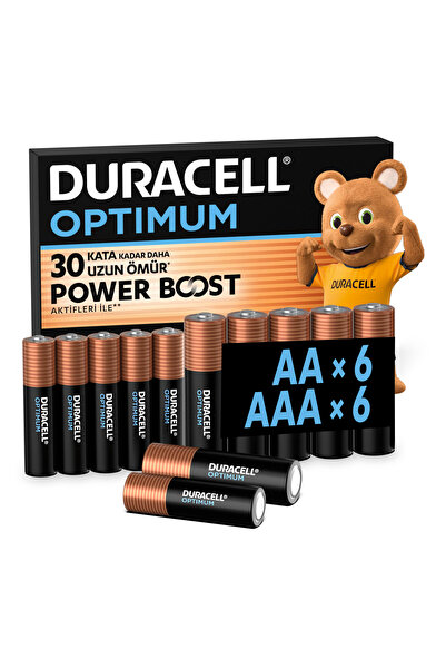 Duracell Optimum AA Alkalin Kalem Piller, 1,5 V LR6/MN1500, 6’lı Paket + Opti...