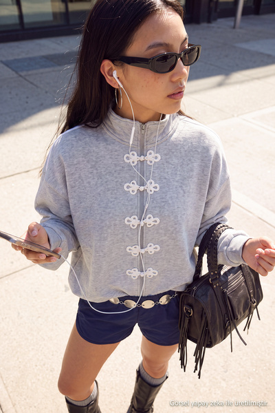 Trendyol Collection Cardigan/Sweatshirt tricotat supradimensionat, gri melanj...