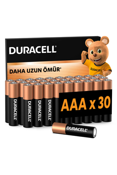 Duracell Alkalin AAA Kalem Pil, 1,5V (LR03 / MN2400), 30'lu  Paket