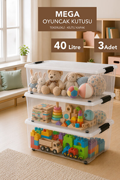 Meleni Baby 3-Piece Lockable Lid Storage Box - Baby Room Organizer Children's...