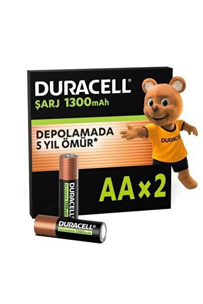 Duracell ŞARJ EDİLEBİLİR AA Kalem Pil (2'li Paket), 1300 mAh NiMH