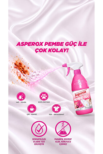 ASPEROX 650 ml Pembe Güç Leke Çıkarıcı Sprey Konsantre Formül ile Etkili Temizlik