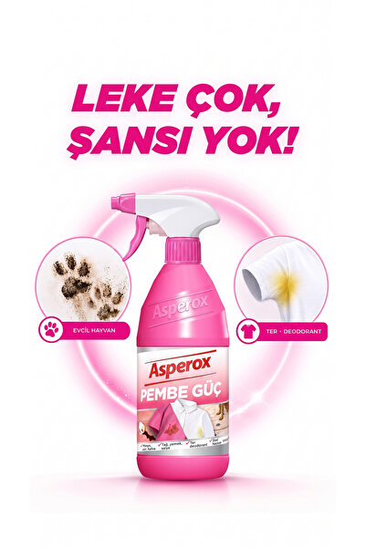 ASPEROX 650 ml Pembe Güç Leke Çıkarıcı Sprey Konsantre Formül ile Etkili Temizlik