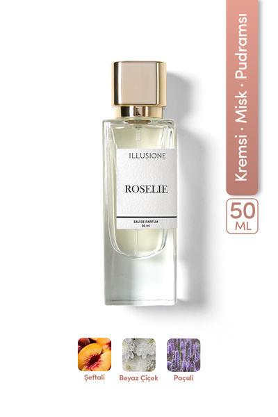 ILLUSIONE Roselie EDP Kadın Parfüm 50ml | Kremsi-Misk-Pudramsı | Şeftali, Bey...
