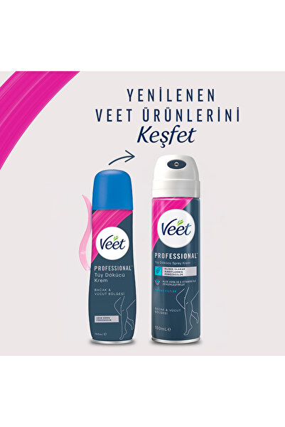 Veet Professional Tüy Dökücü Krem Sprey Bacak&Vücut Bölgesi Hassas Ciltler 150ml x2
