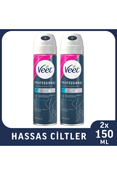 Veet Professional Tüy Dökücü Krem Sprey Bacak&Vücut Bölgesi Hassas Ciltler 15...