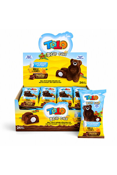 Elvan Toto Bear Kek Ballı Süt Kremalı Çikolatalı Kek 40 Gr. 24 Adet (1 Kutu)