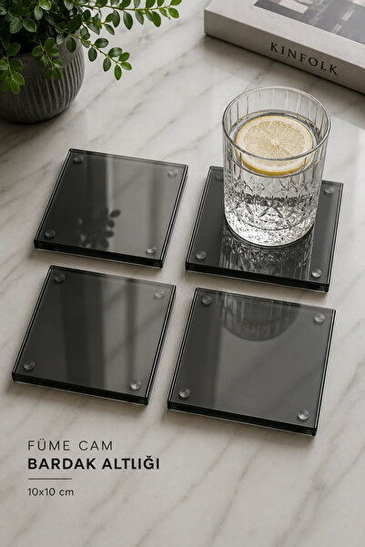 Decorita Glass Coaster |   Smoked Glass |   4-Piece Set |   10cm X 10cm