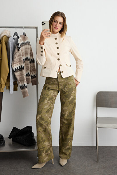Trendyol Collection Stone Buttoned Gabardine Jacket Twoaw27Ce00037