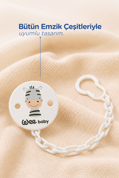 Wee Baby Desenli Emzik Askısı Gri Zebra