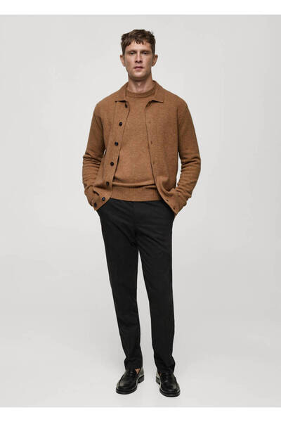 MANGO Koyu Camel Erkek Hırka 77047928