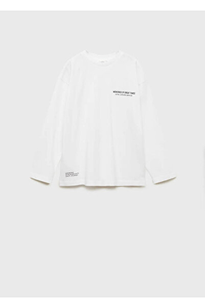 MANGO Kırık Beyaz Erkek Çocuk T-Shirt 77057929