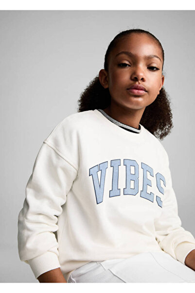 MANGO Kirik Beyaz Kız Çocuk Sweatshirt 87082024