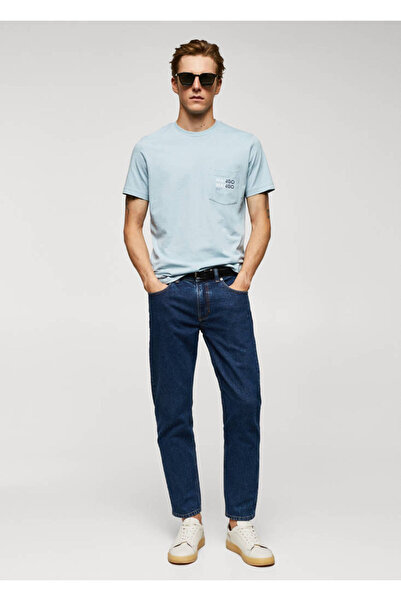 MANGO Gök mavisi Erkek  T-Shirt 57981175