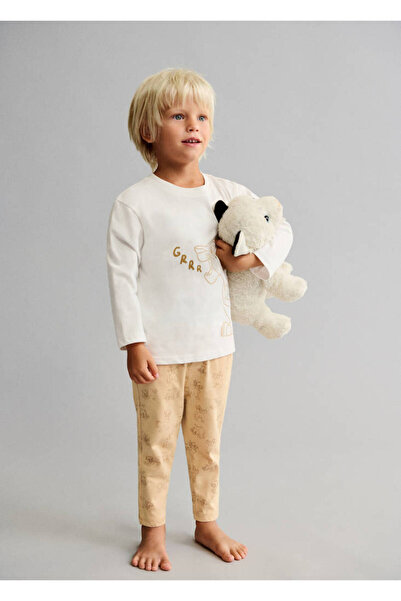 MANGO Kirik Beyaz Erkek Bebek Pijama Altı 77070375
