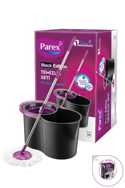 Parex Black Edition Otomatik Temizlik Seti ve 3'lü Yedek Mop