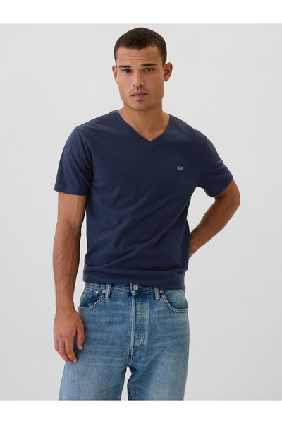 GAP Logo Detailed Everyday Soft Navy Blue T-Shirt