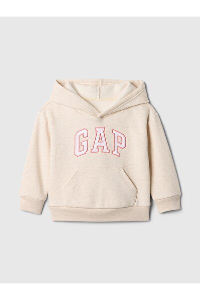 GAP Kids Gap Baby Girl Logo Printed Hooded Sweatshirt 0-6 Years Beige
