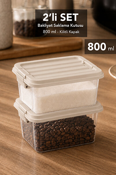 Meleni Home 2-Piece Elora Storage Box - 800ml Locking Lid Storage Container O...