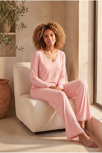 Katia&Bony Women's Silver Pajama Bottom Pink