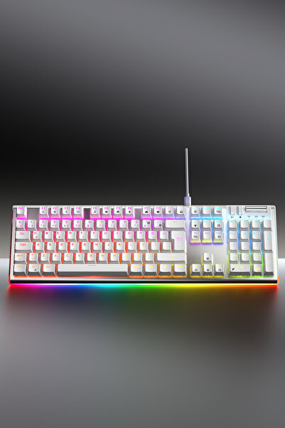 Rampage Carbon Rgb Red Switch Bilek Destekli Hot Swap Gaming Klavye Mekanik Klavye Oyuncu Klavyesi-beyaz