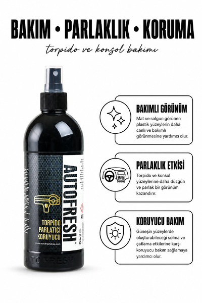 AutoFresh Oto Torpido Araba Göğüslük Araç Konsol Bakımı Parlatıcı ve Koruyucu 410 ML