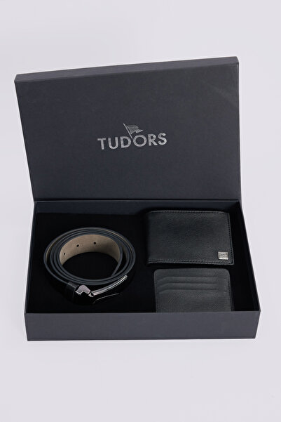 Tudors Set special pentru bărbați, în cutie, cu 3 piese: portofel, suport pen...