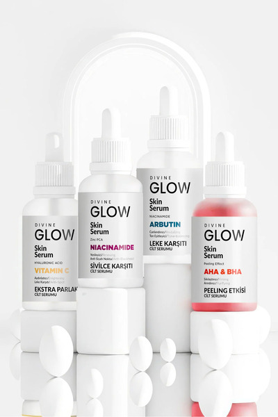 Divine Glow 4'lü Süper Serum Paketi Niacinamide& Arbutin &AHA-BHA & Hyaluroni...